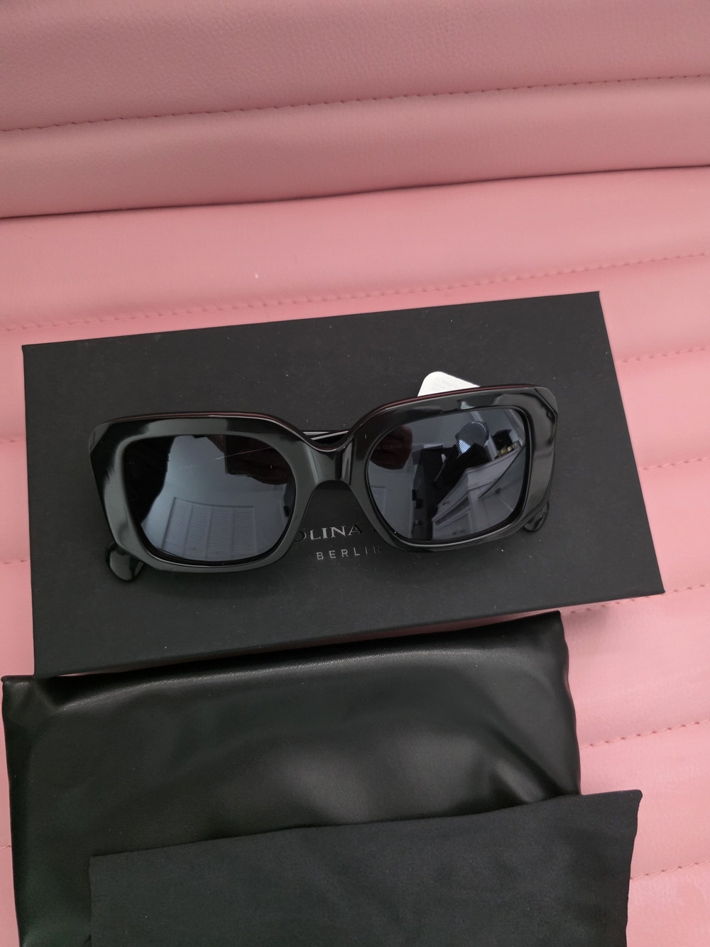 Carolina Herrera Black Oversized Square Sunglasses